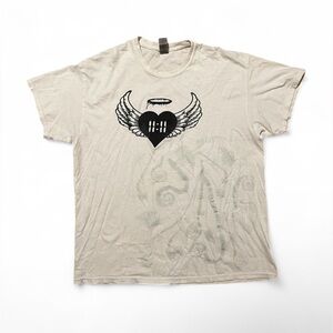 Graphic Tee with Heart and Wings Design